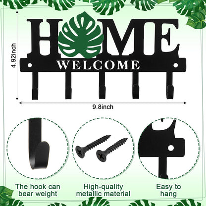 Key Holder Wall Mount Paw Print Metal Key Hooks Organizer Dog Leash Holder with 5 Hooks Rustic Farmhouse Decorative Welcome Home Wall Decor for Entryway Bathroom Dog Lover 9.8 Inch