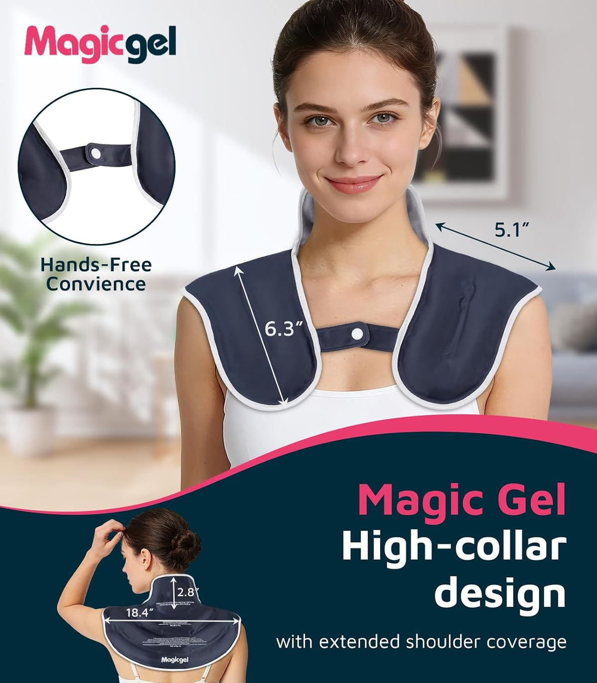 Magic Gel Ice Pack for Neck and Shoulders, Reusable Cervical Ice Pack Wrap for Neck Pain Relief, Flexible Gel Cold Pack for Shoulder Surgery Recovery, Rotator Cuff Injuries, Physical Therapy - Large
