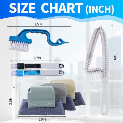 Window Track Cleaner, 13-Piece Sill and Crevice Cleaning Brush Kit