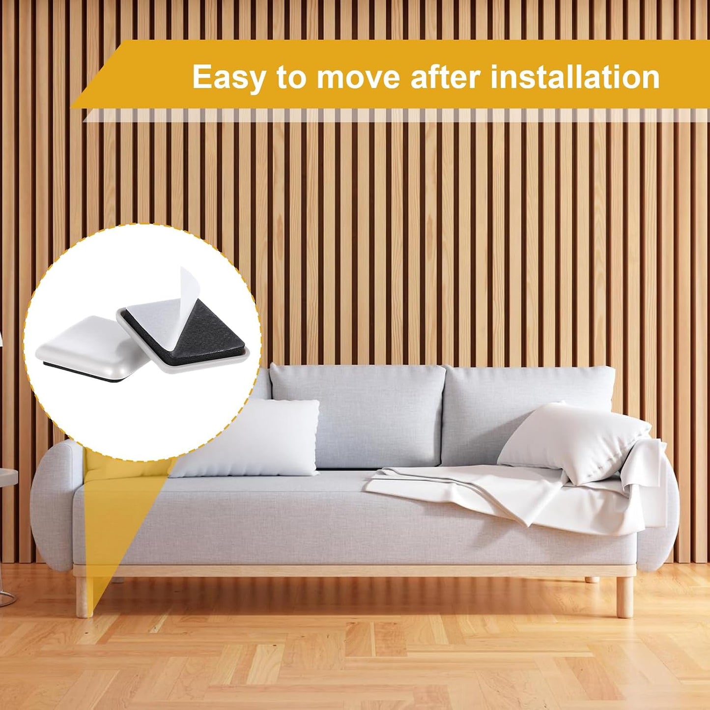 12Pcs Furniture Sliders, Square Self-Adhesive Furniture Sliders Pads | 1.5 Inches Reusable Furniture Chair Leg Sliders Carpet Sliders for Hardwood Floors Moving Table Desk Bed Sofa Couch Cabinet