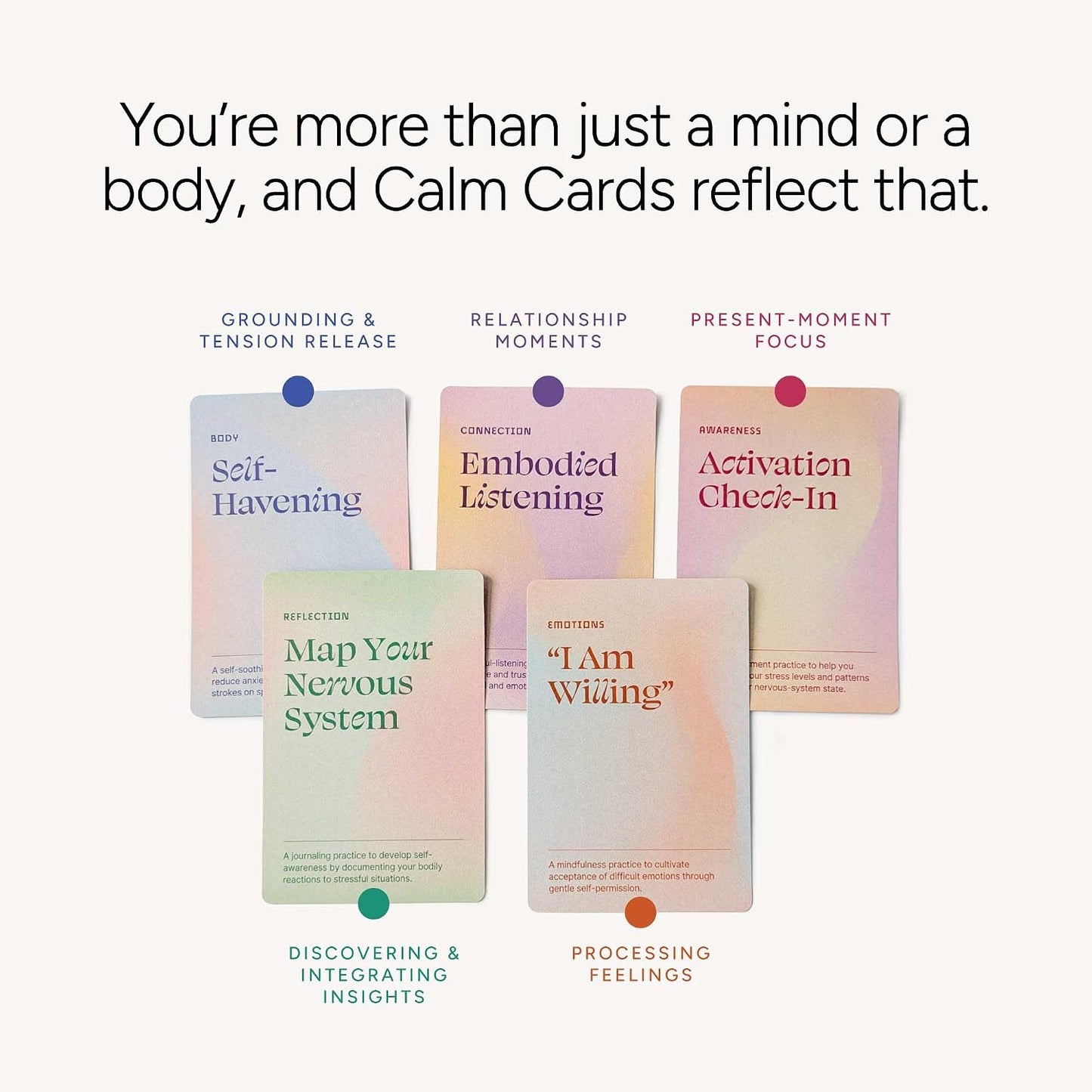 Holstee Calm Cards: 45 Science-Backed Mindfulness Exercises for Anxiety & Stress Relief – Quick Somatic Practices for Emotional Regulation, Awareness & Connection – Created with Expert Jonny Miller
