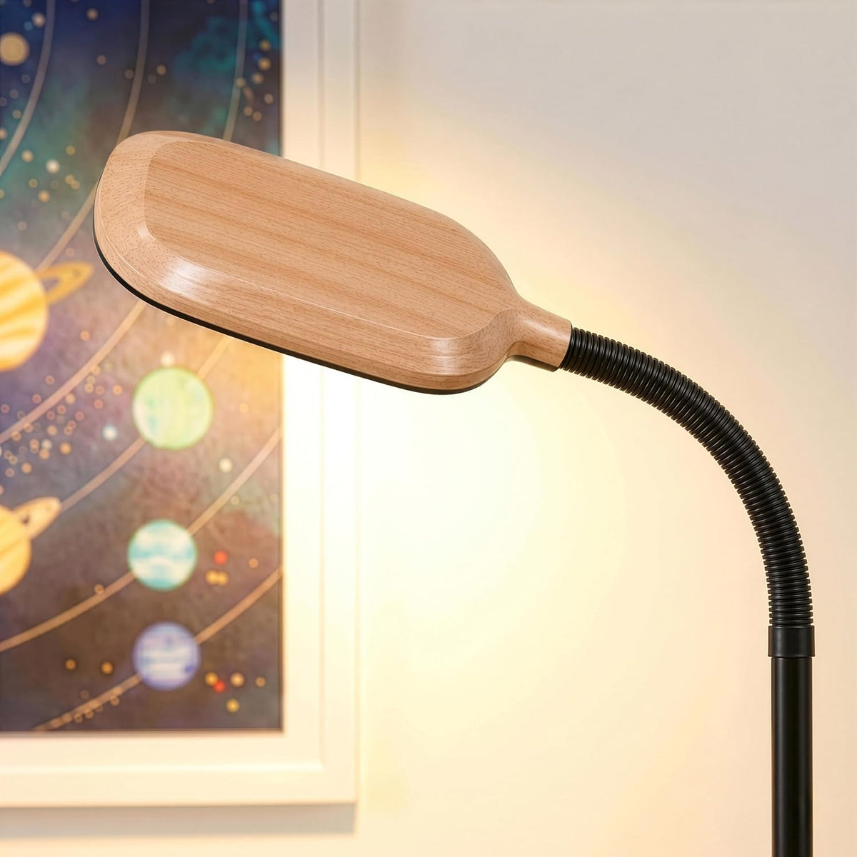 Brightech Litespan - Bright LED Floor Reading Lamp for Over Chair Crafts and Reading, Esthetician Light for Lash Extensions, Gooseneck Adjustable Standing Lamp for Living Room, Bedroom, Office - Black