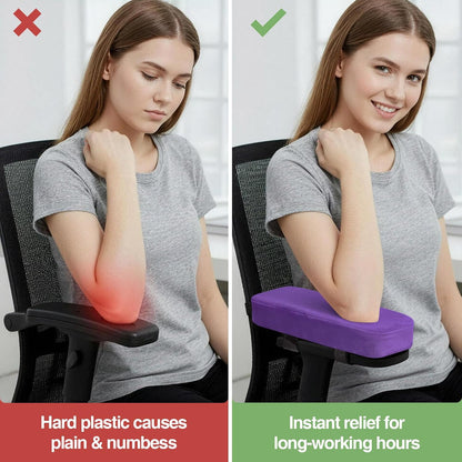 Smiry Memory Foam Office Chair Armrest Pads, Non-Slip Armrest Cushion | Ergonomic Arm Rest Pads with Adjustable Buckles and Straps, Elbow Relief for Desk, Gaming & Wheelchair, Black, Set of 2
