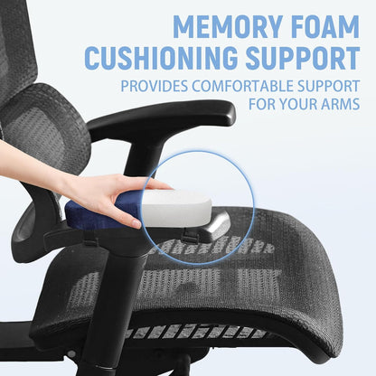2 Packs Soft Office Chair Arm Pads Cushion, Memory Foam Office Chair Armrest Covers, Comfortable Elbow Rest Pillow Adjustable for Desk Gaming Wheelchair Pressure Relief