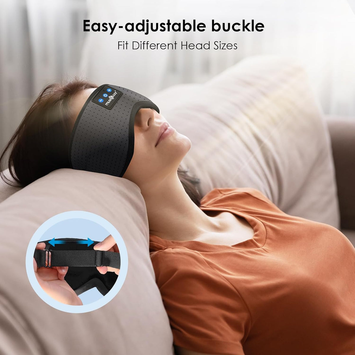 MUSICOZY Sleep Headphones Bluetooth 5.4 Sleep Mask with HD Sound