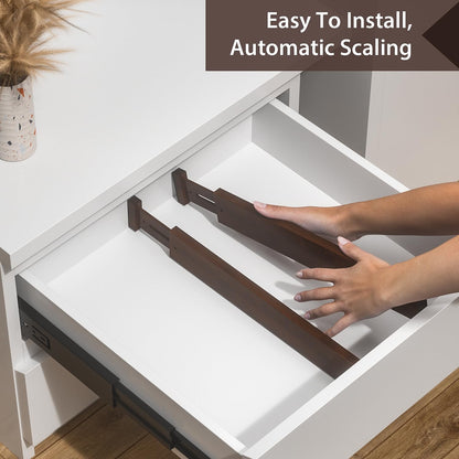 4 PCS Drawer Divider, 17"-22" Adjustable Bamboo Drawer Dividers Organizers, Expandable Separators for Kitchen, Clothes, Dressers, Home, Office