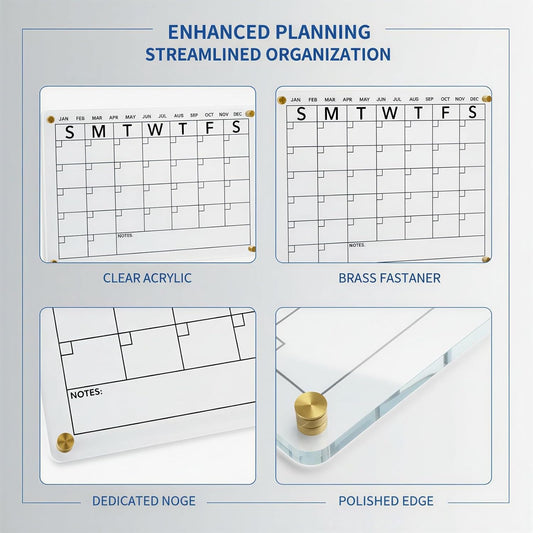 2 Pcs Metal-Adhering Chore Chart, Clear Acrylic Dry Erase Board with 16 Markers, Family Weekly Task Planning for Refrigerator and Kitchen Schedule, Transparent Board for Home Organization