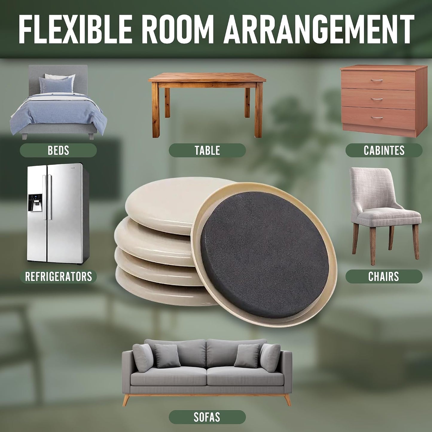 Heavy Duty Furniture Moving System with Lifter Tool and 4 Sliders - Easy Furniture Moving and Lifting Set - Safe for Hardwood Floors and Carpet - Supports Up to 660 lbs