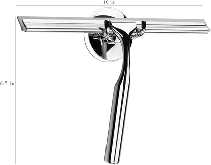 Shower Squeegee for Glass Doors, Squeegee for Shower Glass Door, Window and Car Glass, Mirrors - All-Purpose Stainless Steel Squeegee, 10 Inches and Black