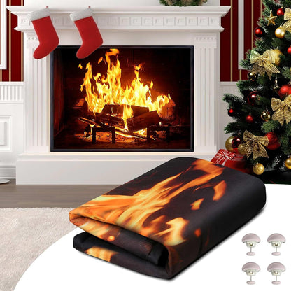 CADARA Magnetic Fireplace Draft Cover, Fireplace Blocker Blanket Stops Heat Loss, Adjustable Fire Place Draft Stopper Save Energy for Indoor Iron Frame 39" W x 32" H