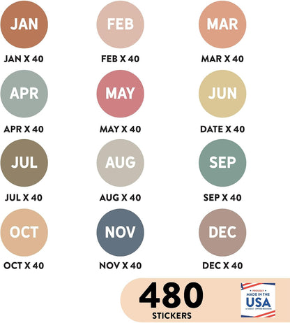 Andaz Press Colorful 7 Days of Week Stickers, Day Week Calendar Stickers for Adults Planner Day Dots Food Labels for Food Containers Date Calendar Planner Stickers Week Day Sticker Labels, 480-Pack