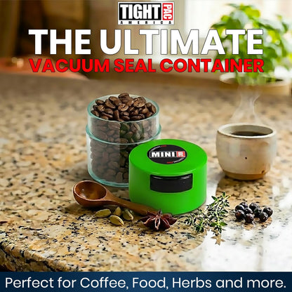 Minivac - 10g to 30 grams Airtight Multi-Use Vacuum Seal Portable Storage Container for Dry Goods, Food, and Herbs - Green Clear