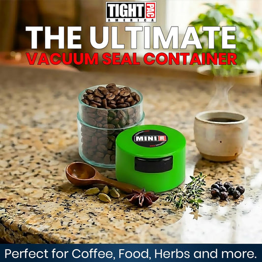 Minivac - 10g to 30 grams Airtight Multi-Use Vacuum Seal Portable Storage Container for Dry Goods, Food, and Herbs - Green Clear