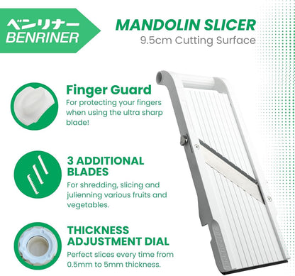 Benriner Mandoline Jumbo Slicer, Japanese Stainless Steel Blade, Beige