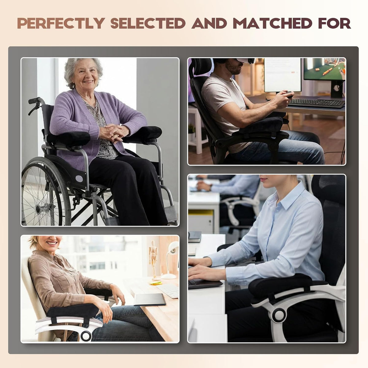 Chair Arm Pads for Office, Wheelchair and Gaming