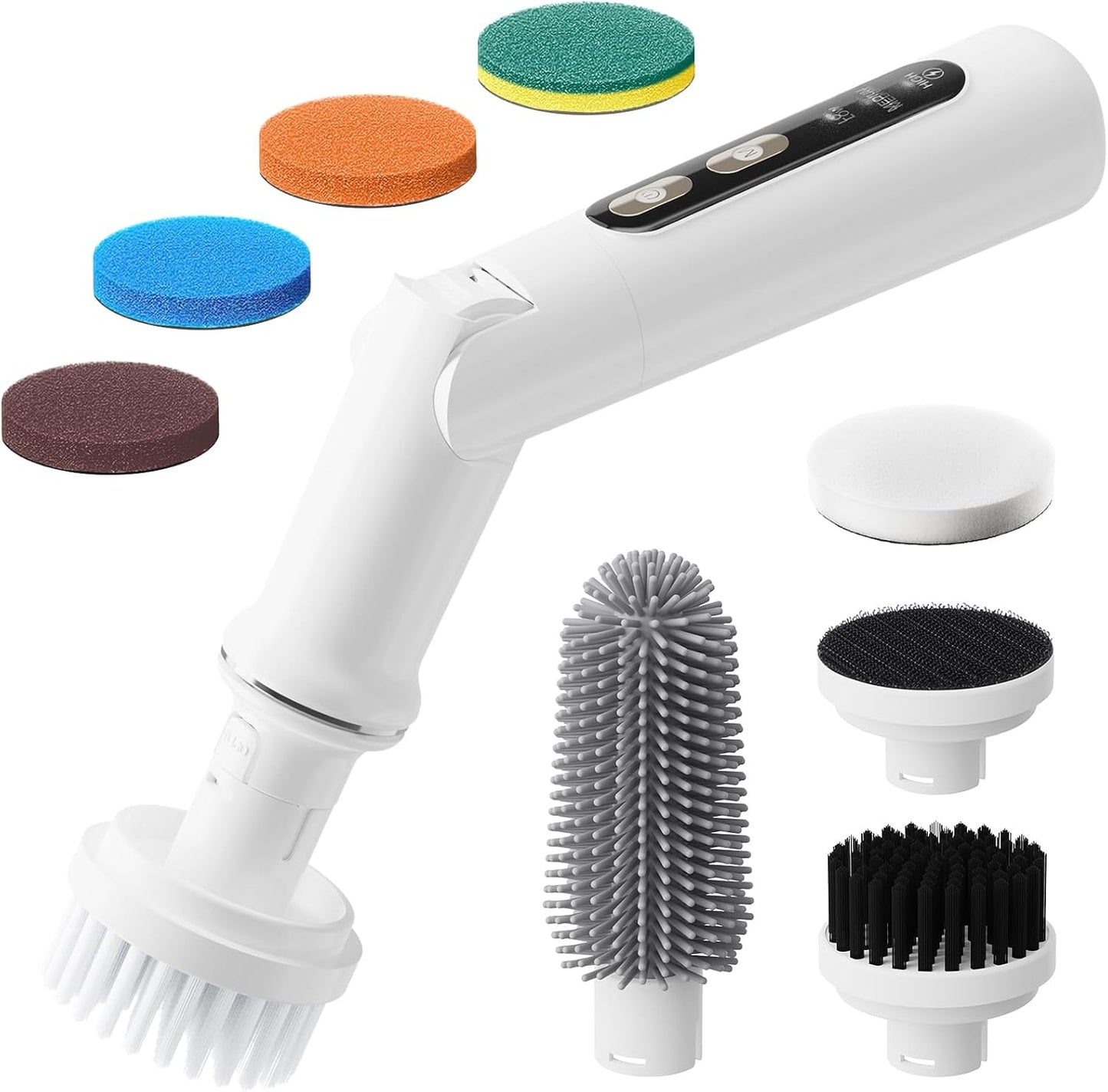 UNIWA Electric Spin Scrubber Cordless with 4 Replaceable Head, 3-Speeds | Electric Scrubber for Cleaning Bathroom/Kitchen/Tub/Dish/Shower/Cup, Mini Power Scrubber Tool, IPX6 Waterproof, Rechargeable