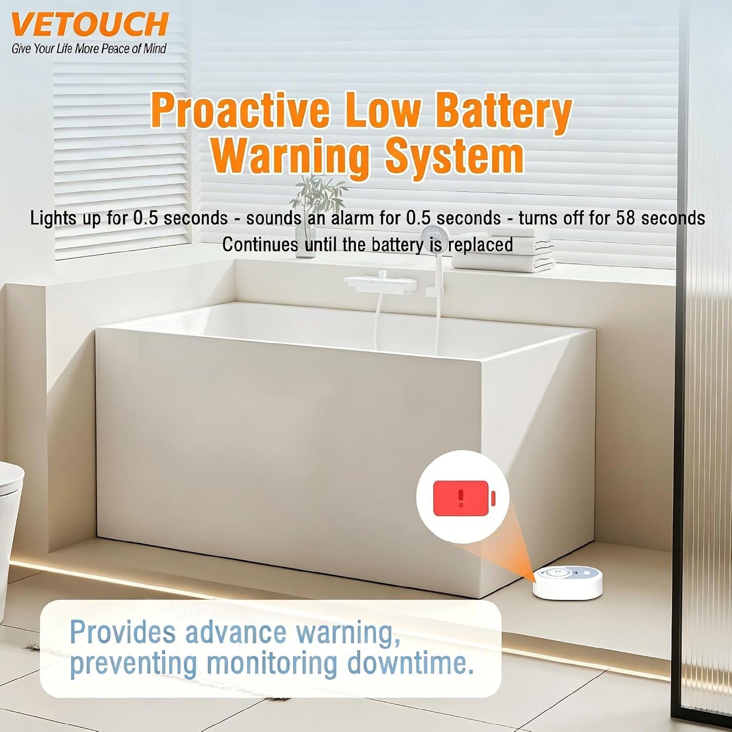 Water Leak Detector with Loud Alarm, 100dB Siren & LED Flash, Water Sensor Alarm for Home, Basement, Sump Pump, Kitchen, Bathroom, RV, Water Heater, Indoor Outdoor 5-Pack