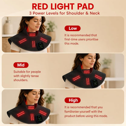 Cordless Red Light Therapy Pad for Neck Shoulder by Nourish Nest, Infrared Light Therapy Wrap for Upper Back & Body, Wearable Heating Cape with 660nm & 850nm LEDs, Rechargeable 4000mAh Battery