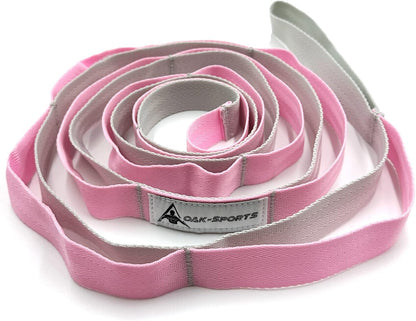 Stretching Strap Yoga Strap with Loops for Physical Therapy, Non-Elastic | 10 Loops, 75 inches length, Multi-Color Selection for Yoga Strap for Stretching, Pilates, Dance and Gymnastics