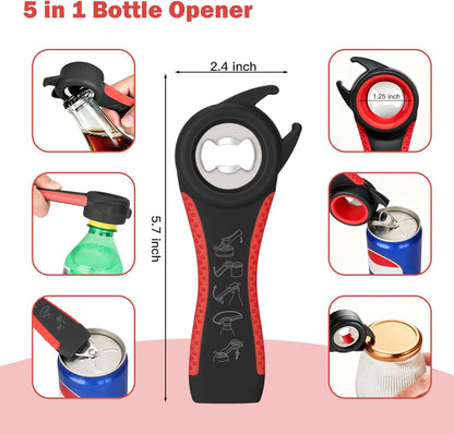 Jar Opener for Weak Hands, Seniors, Arthritis (Blue&Grey) | 3-Pieces Jar and Bottle Opener Set, 6-in-1 Multifunctional Jar Lid Opener Bottle Opener, Non-Slip Jar Opener Gripper Pad