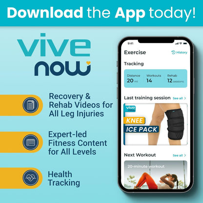 Vive Knee Ice Pack Wrap - Cold/Hot Gel Compression Brace for Pain Relief | Strap for Arthritis Pain, Tendonitis, ACL, Athletic Injury, Osteoarthritis, Women, Men, Running, Meniscus, Patella, Surgery