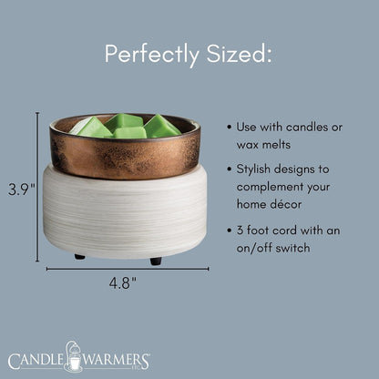 Candle Warmers ETC 2-in-1 Candle and Fragrance Warmer for Warming Scented Candles or Wax Melts and Tarts with to Freshen Room, Pewter Walnut