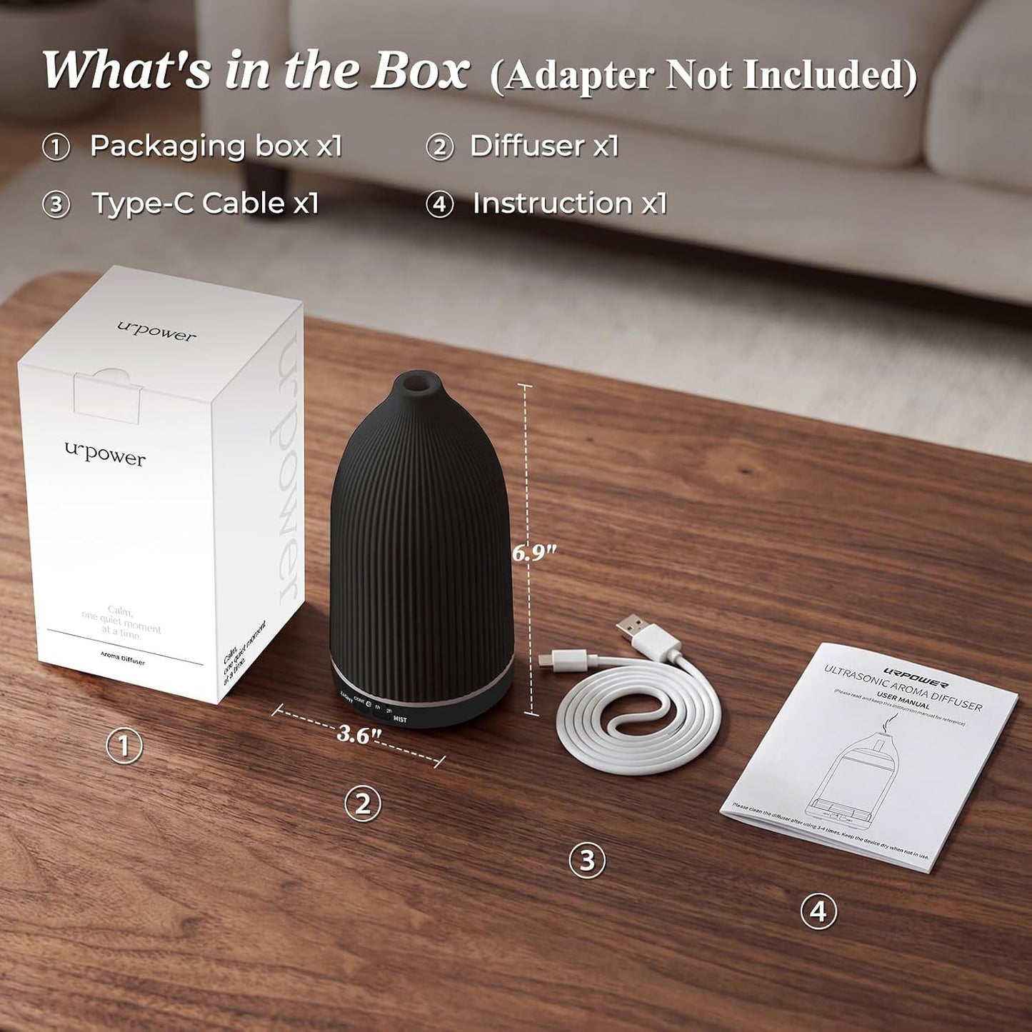 URPOWER 300mL Essential Oil Diffusers for Home Aromatherapy Diffuser | Up to 10 Hrs High/Low Mist Settings Quiet Diffuser Oil Machine Humidifiers Ideal for Bedrooms Living Rooms & Home Offices