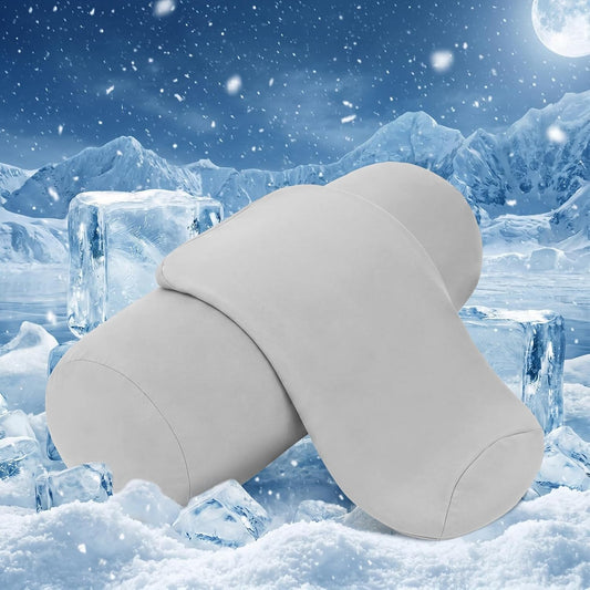 Newwiee 2 Pcs Cooling Neck Roll Pillow Case, 16 x 6 Inch, Gray