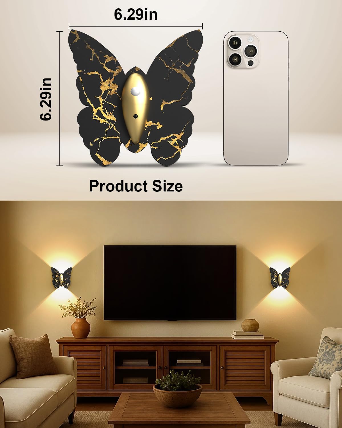 Eneru Motion Sensor Wall Sconce Set of 2, Rechargeable Wall Lights, Indoor