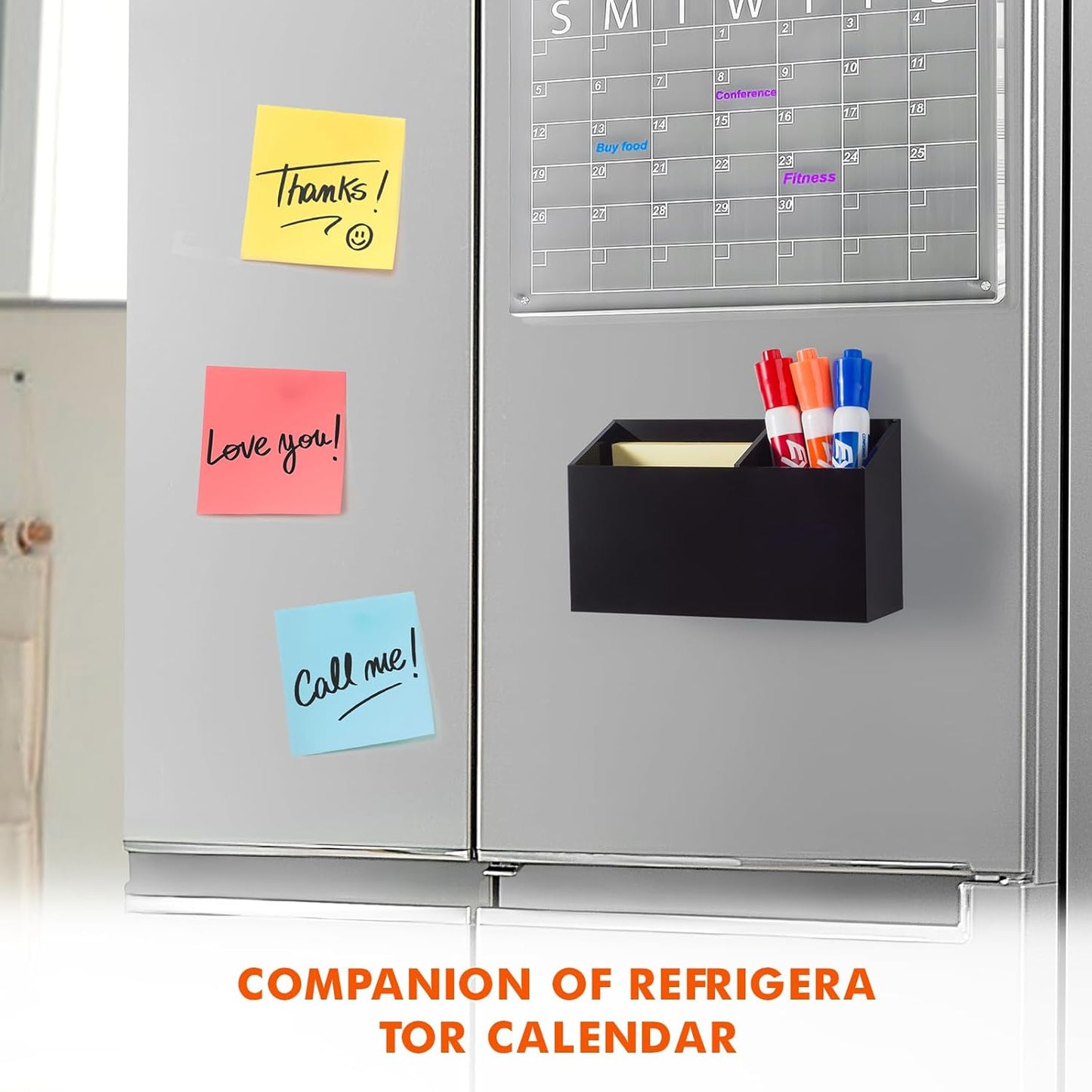 BEYGORM Magnetic Dry Erase Marker Holder for Whiteboard & Refrigerator | Non-slip Acrylic Pen Holder for Classroom, Fridge Magnet, Locker Organizer Accessories, Teacher & School Supplies(Black)