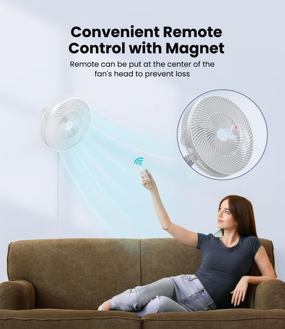 LEMOISTAR 8 Inch Small Wall Mounted RV Fan with Remote Control, 90° Oscillating, 4 Speeds, 4 Timer, Adjustable Tilt, 70 Inch Cord, Quiet, for Corner Bedroom Home Office Garage-Black