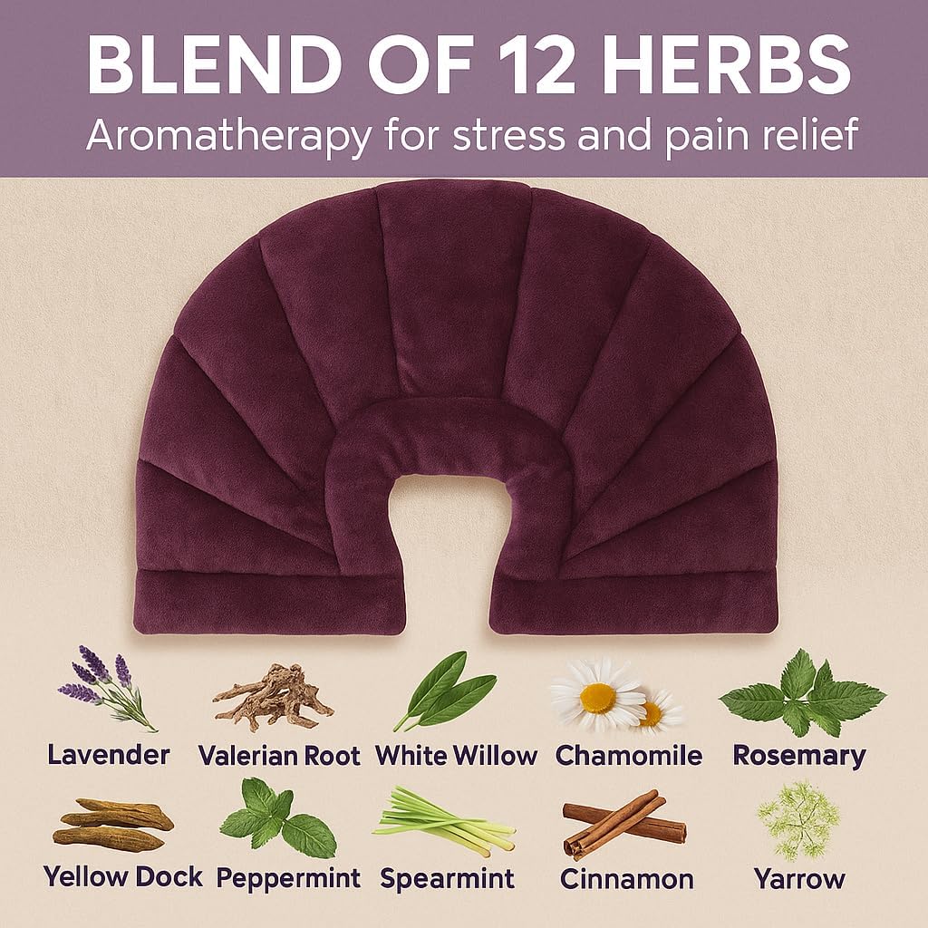 Herbal Concepts Neck Heating Pad & Shoulder Wrap | Microwave Heating Pad with 12 Herbs Aromatherapy| Cordless Heating pad, Blue