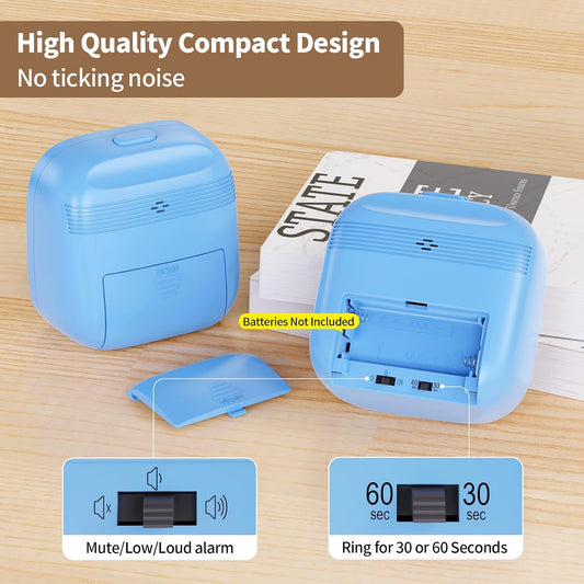 Visual Timer, Pomodoro Timers for Kids Adults, 60-Minute Countdown Desk Timer for Productivity, Silent ADHD Timer for Kids Toddlers, Kitchen for Cooking (Blue)