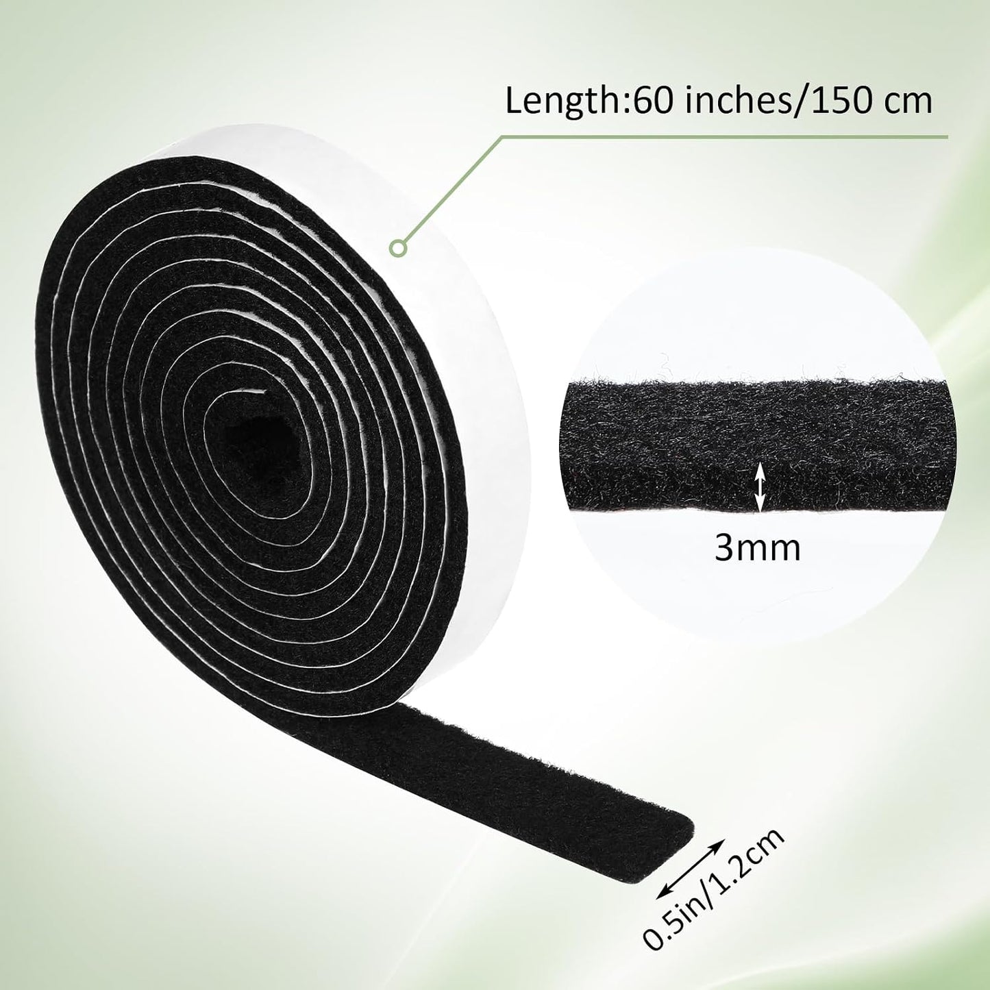COMNICO 2 Rolls Felt Strip with Adhesive Backing, Non Slip Cuttable Felt Tape Self Adhesive Furniture Pads for Protecting Furniture Surfaces Hardwood Floor Chair Wall (Gray, 1/2x60in) | Self Adhesive Furniture Pads, for Protecting Furniture Surfaces,