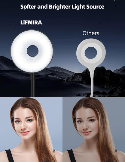 LiFMIRA Reading Light for Beds Headboards, Clip on Light LED Reading Book Light with Clamp Eye-Friendly Desk Lamp 3 Color Modes & 10 Brightness Flexible Reading Lights for Books in Bed Bedside Black