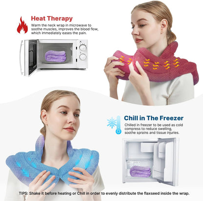 MORLIDEN Neck Heating Pad Microwavable for Shoulders, Warmer Wrap Microwave Heating Pad for Neck and Shoulders for Pain Relief (Navy Blue)