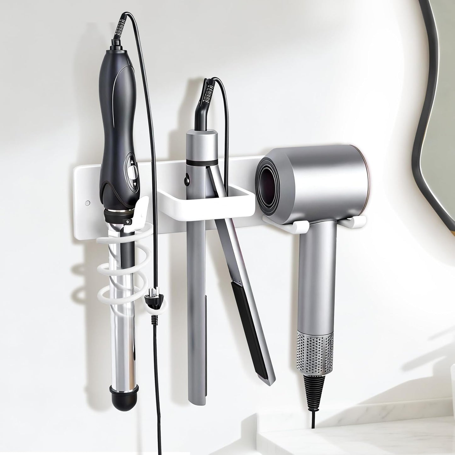 Hair Dryer Holder Hair Tool Organizer Metal Wall Mount (Gold) | Heat Resistant Hair Tool Organizer, Metal Wall Mount Storage, Bathroom Counter Space Saver, Blow Dryer Holder