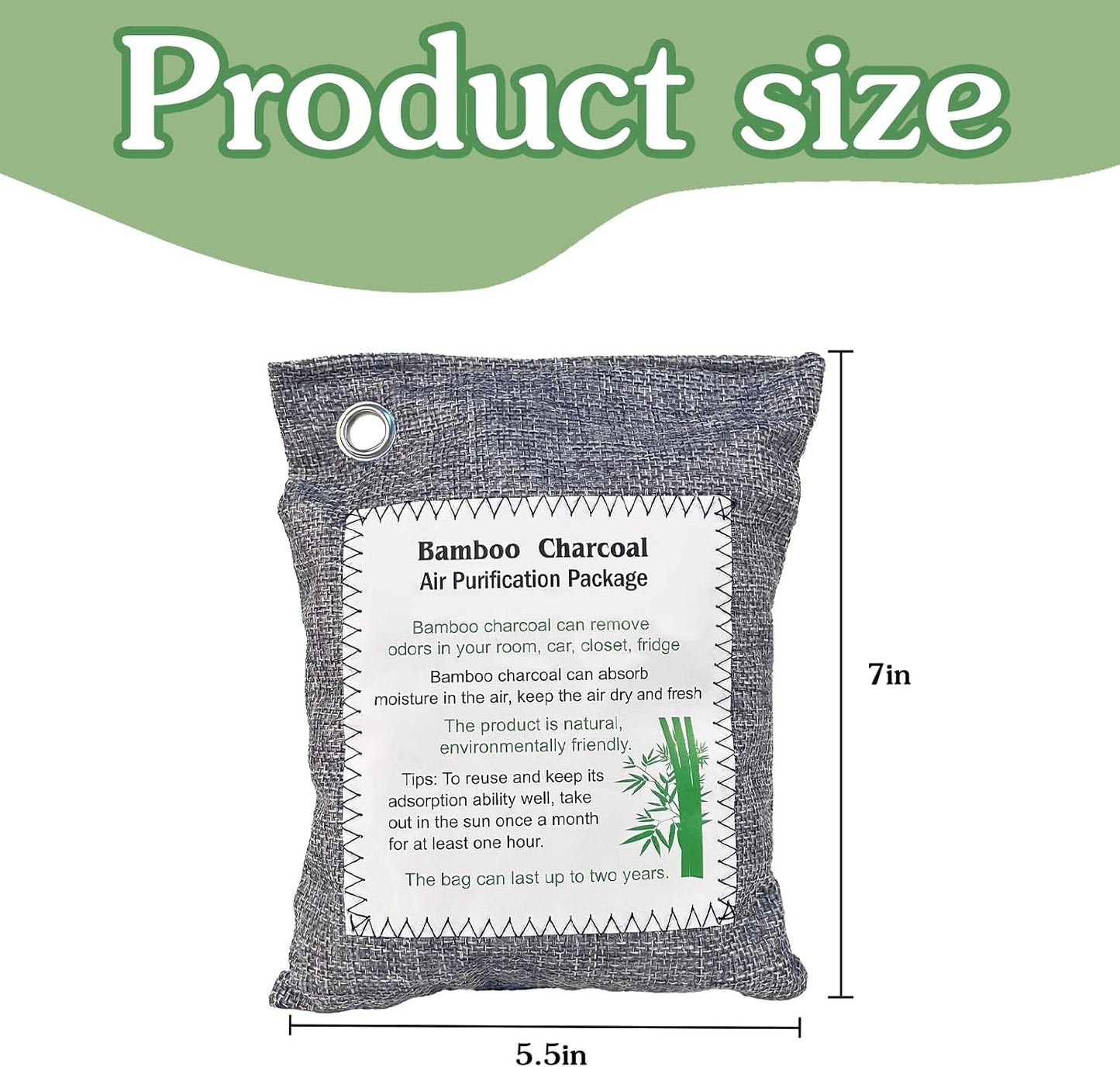 Bamboo Charcoal Air Purifying Bag, Activated Charcoal Odor Absorber Moisture Absorber Car Fresheners Odor Eliminator for Home Car Closet Refrigerator Shoe Smell Remover Gym Bag Deodorizer, Grey