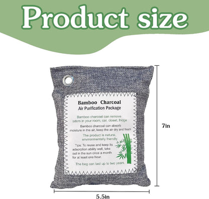 Bamboo Charcoal Air Purifying Bag, Activated Charcoal Odor Absorber Moisture Absorber Car Fresheners Odor Eliminator for Home Car Closet Refrigerator Shoe Smell Remover Gym Bag Deodorizer, Grey