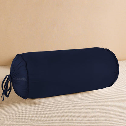 SAHARBEDDINGS 2 Pieces Cervical Neck Roll Pillow Cover with Cotton Bolster Pillowcases for Cylindrical Cushion and Drawstring Closure Round Neck Pillowcase (Plum, Roll Pillow 18x3 Pack of 2)