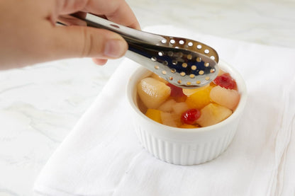 Fox Run Stainless Steel Mini Straining Tongs For Ice, Tea Bags, Olives, Cherries and More, 5"