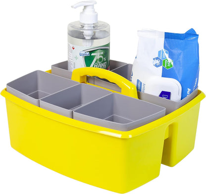 Storex 2-Compartment Large Cleaning Caddy – Multipurpose Supply Organizer with Handle - Black, 1-Pack (00973A06C)
