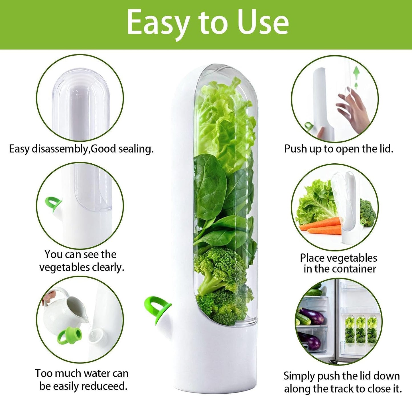 3 Pack Herb Saver for Fridge Cilantro Basil Storage Container | Fresh Herb Keeper with Removable Silicone Drain Plug，Vegetable Preservation Mint Extend Freshness Up to 2-3 Weeks
