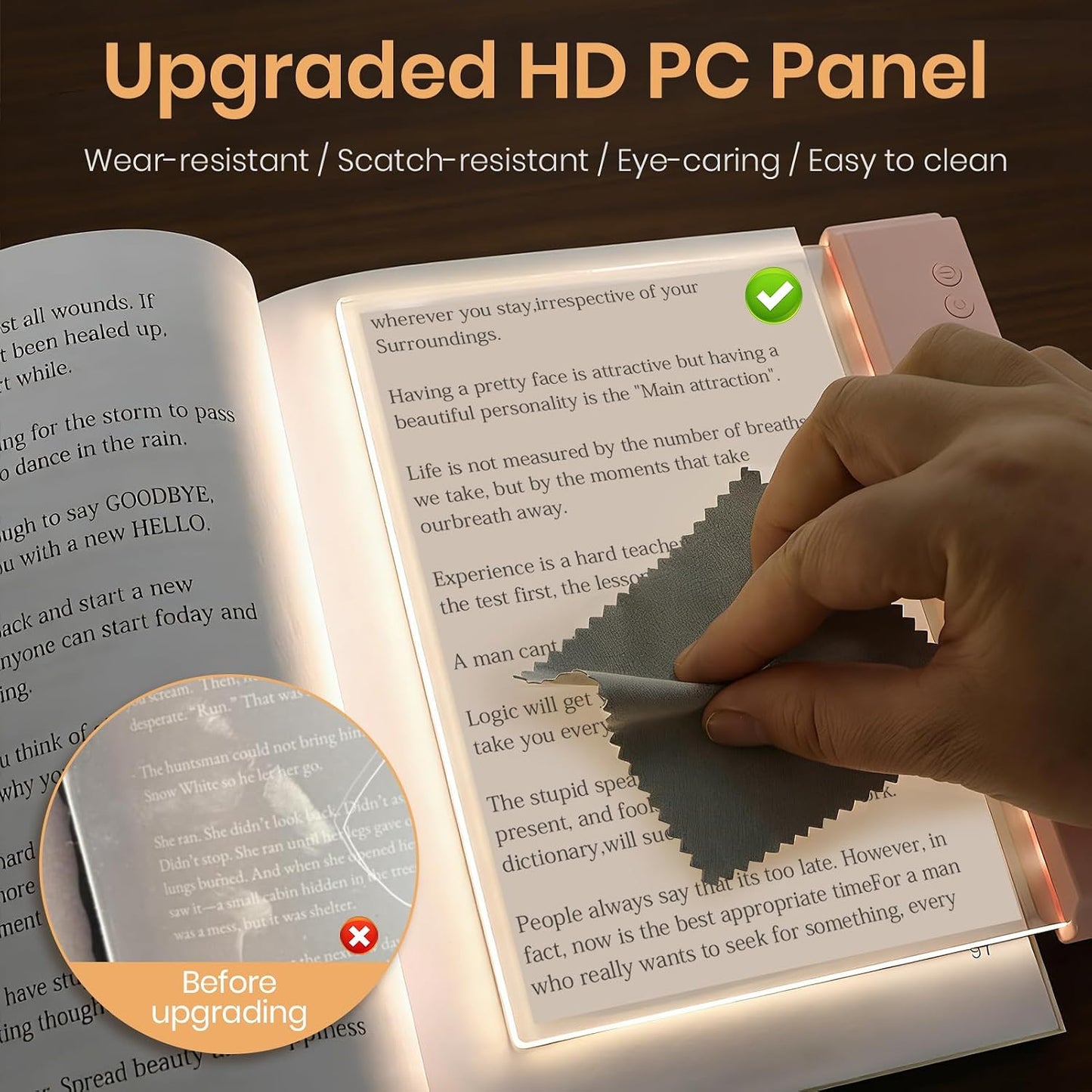 LED Book Light, 3 Color Temps & Stepless Dimming, Night Reading with Timer | 2-In-1 Rechargeable Clear LED Flat Reading Light and Night Light. Perfect for Night Reading and Bookish Gifts(Black)