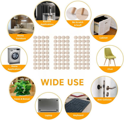 Felt Pads Small 3/8" Felt Pads for Cabinet Doors Bumpers, Cabinet Cushion Dots Felt Cabinet Door Stops, Self Adhesive Thick Bumper Pads to Protect Surfaces -Anti Scratch 234 Pcs Round Brown