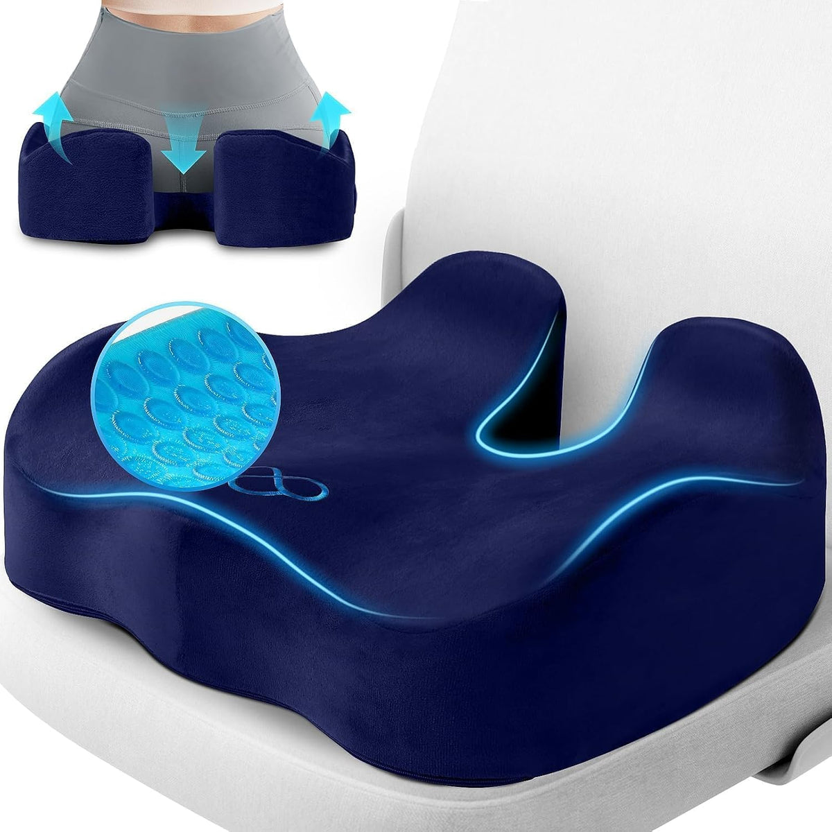 CushyOasis Seat Cushion, Gel Memory Foam Office Chair Cushions, (Black)