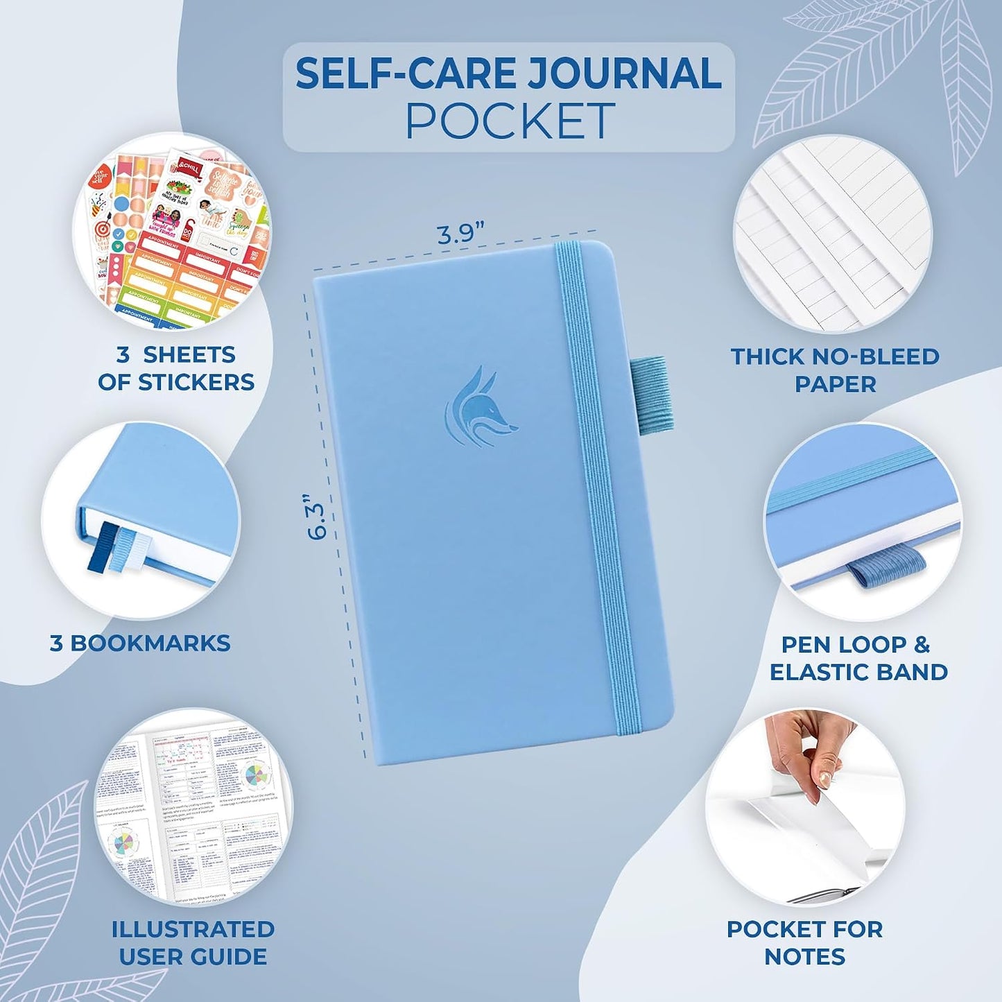 Clever Fox Self-Care Journal for Women, Daily Planner 5.8x8.3 Aquamarine | 3-month mental health journal, habit tracker, wellness journaling supplies for women & teen girls, gratitude & mood log