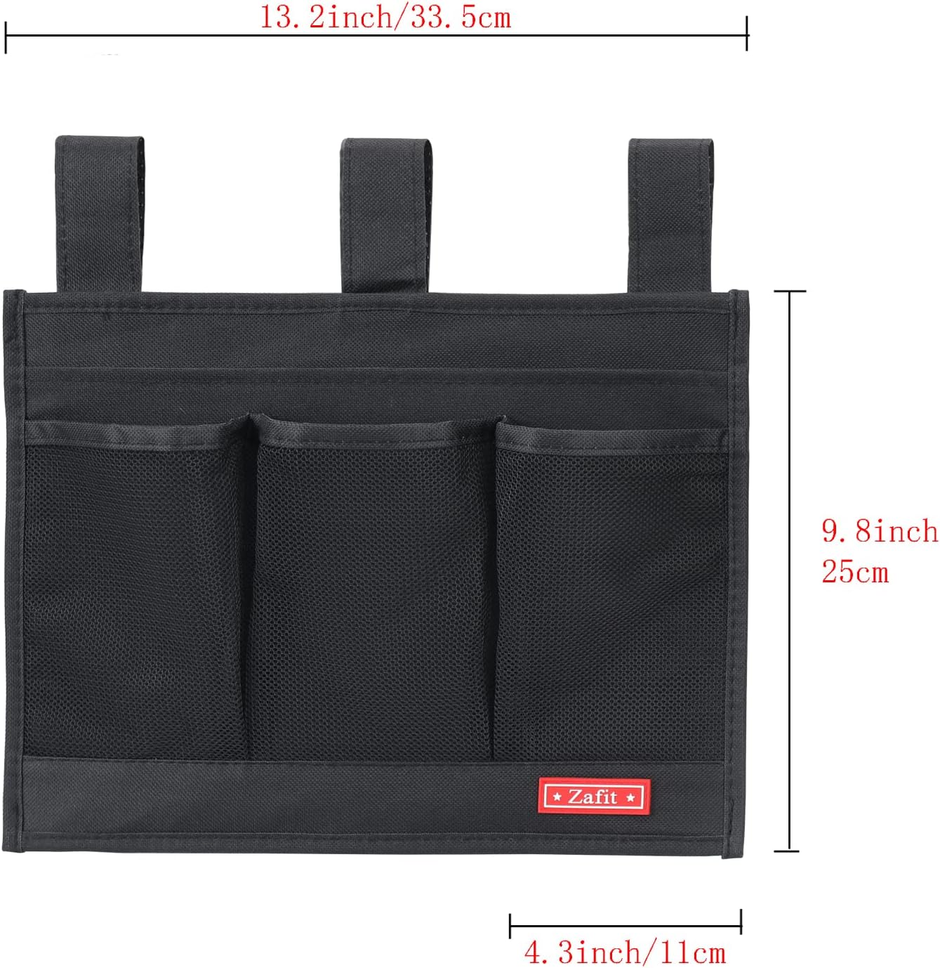 Zafit Hanging Bedside Caddy, Bedside Storage Organizer for Magazine, Phone, Remote control (Classic4 Pockets-Black)