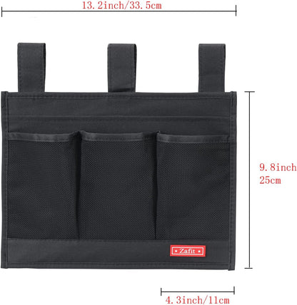 Zafit Hanging Bedside Caddy, Bedside Storage Organizer for Magazine, Phone, Remote control (Classic4 Pockets-Black)