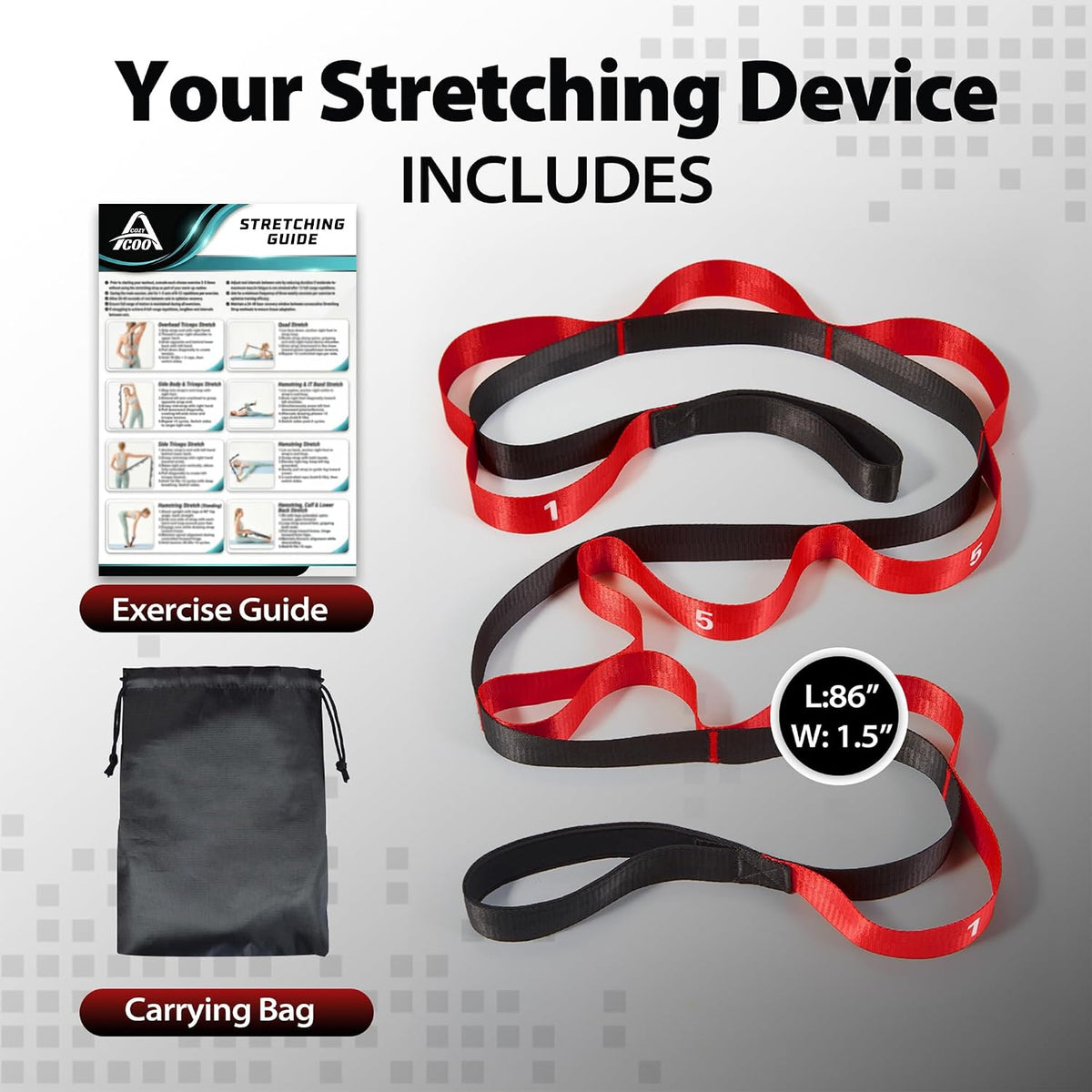 Acozycoo Stretching Strap with Loops for Physical Therapy,Knee,Calf,Back
